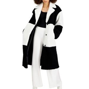 Long Checkered Fuzzy Coat, Created for Macy's